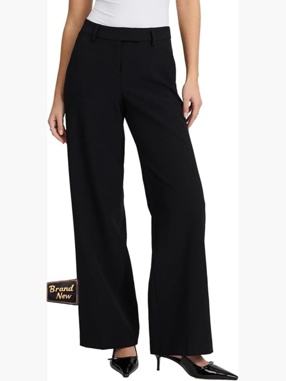 Mid Rise Relaxed Straight Trouser with Stretch Office Wear